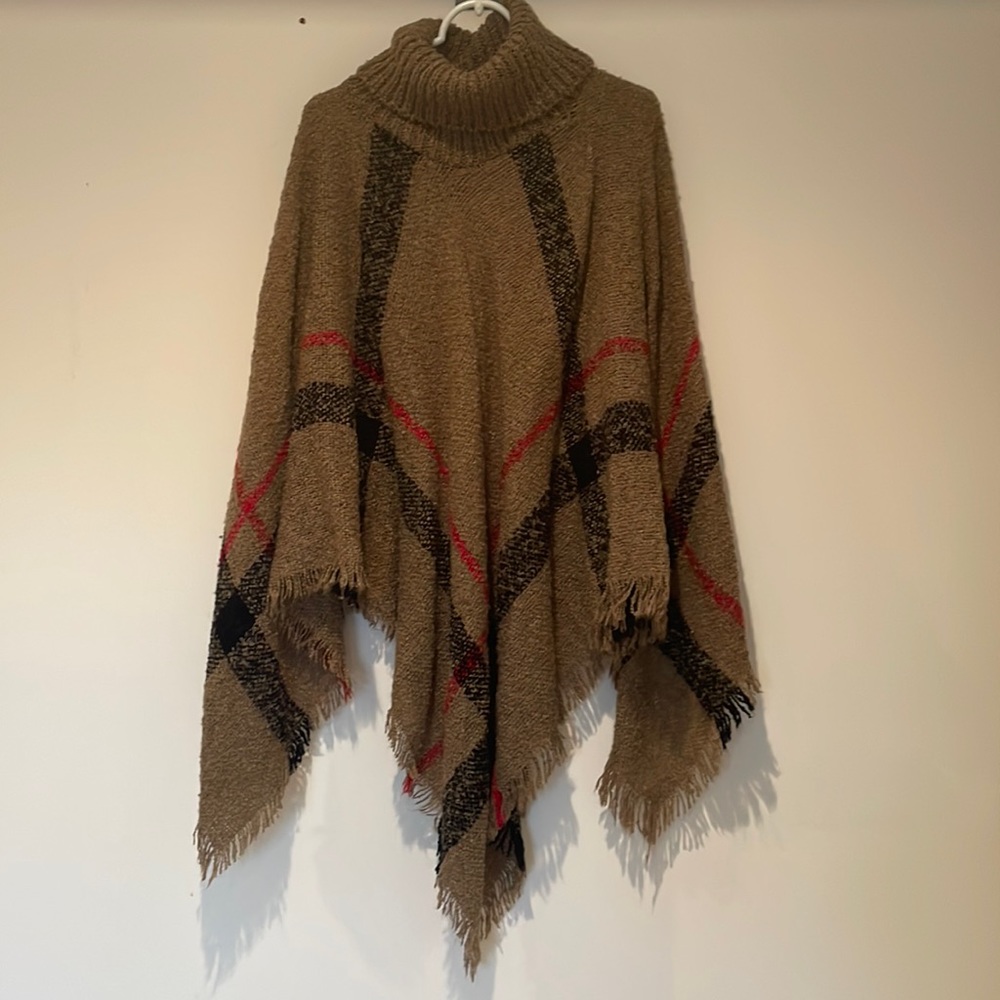 Plaid poncho